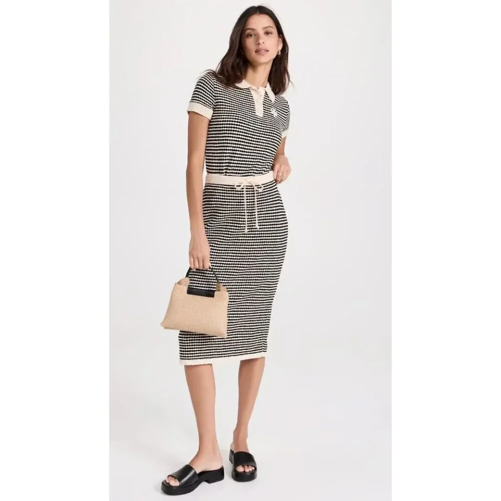 NWT Tory Burch stripe crochet drawstring knit midi skirt